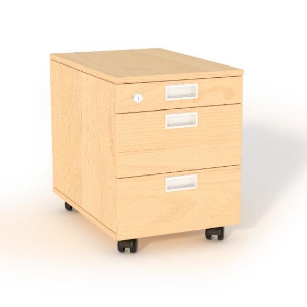 Container under desk with 3 drawers