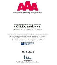 ŠKOLEX® receives BISNODE's prestigious AAA 2022 award